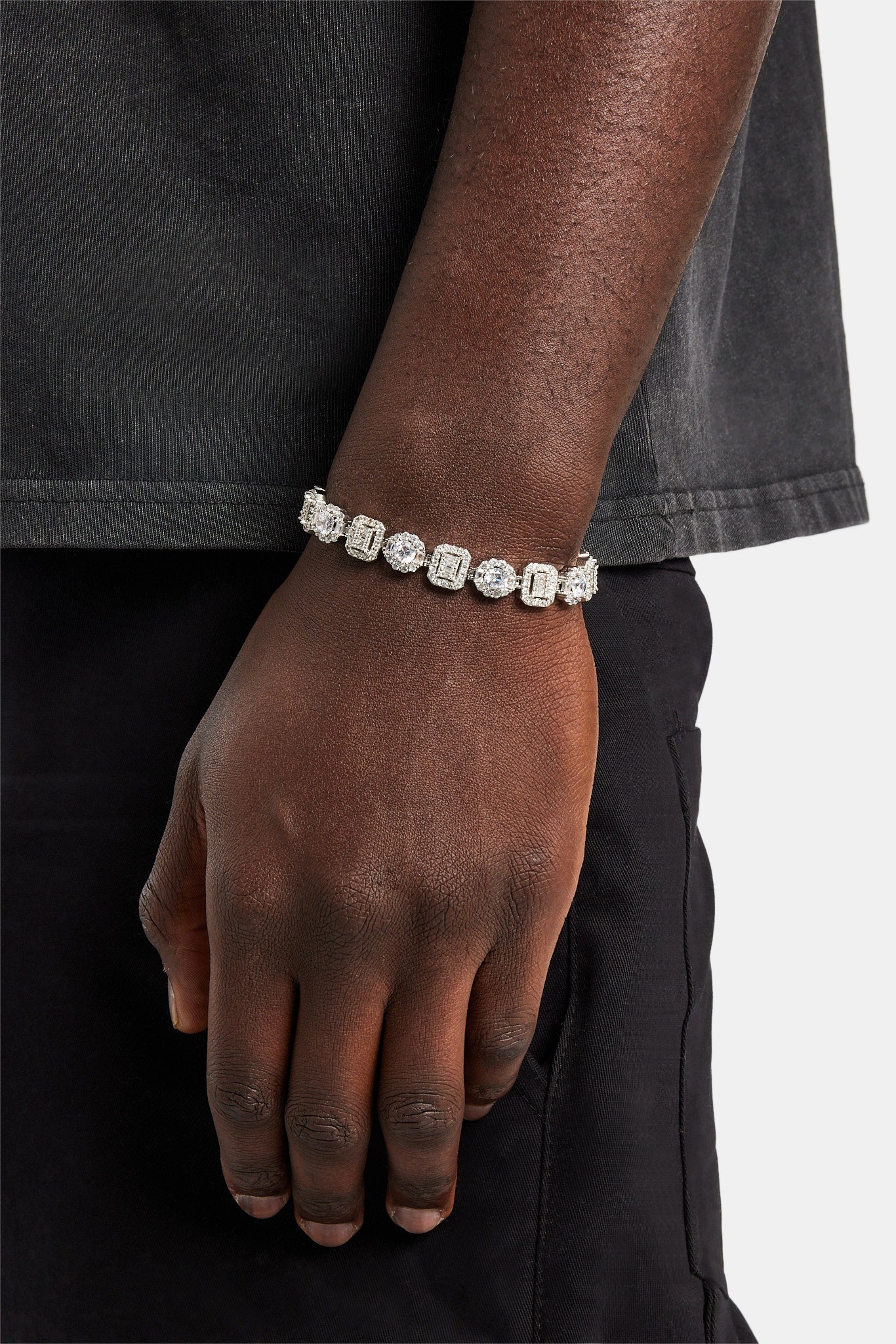 Rundes & quadratisches Baguette-Cluster-Armband